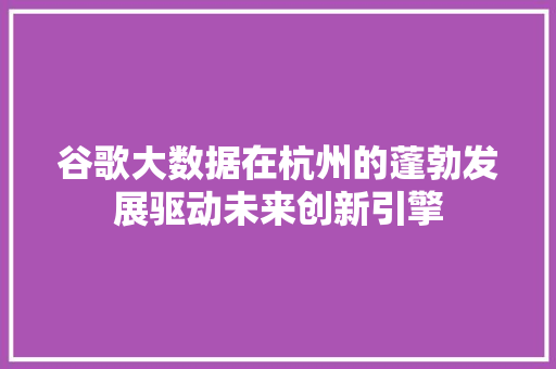谷歌大数据在杭州的蓬勃发展驱动未来创新引擎 友链在线