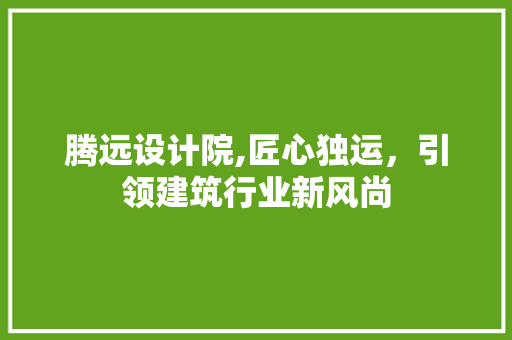腾远设计院,匠心独运，引领建筑行业新风尚