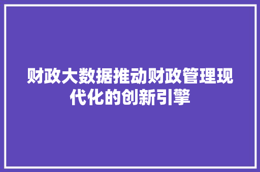 财政大数据推动财政管理现代化的创新引擎