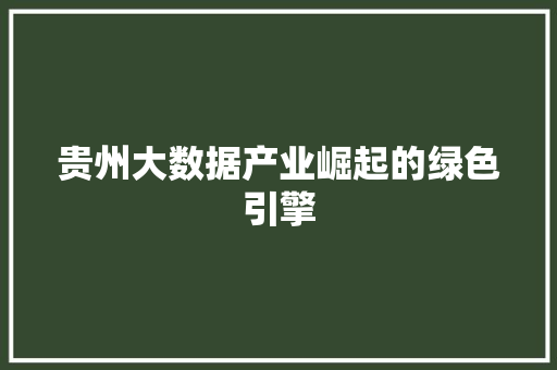 贵州大数据产业崛起的绿色引擎