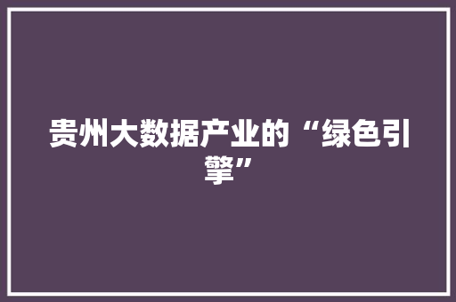 贵州大数据产业的“绿色引擎”