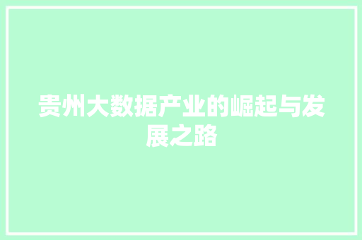 贵州大数据产业的崛起与发展之路