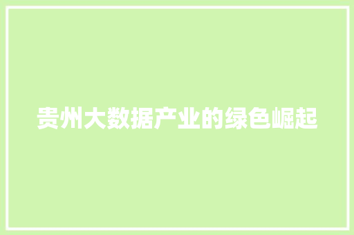 贵州大数据产业的绿色崛起