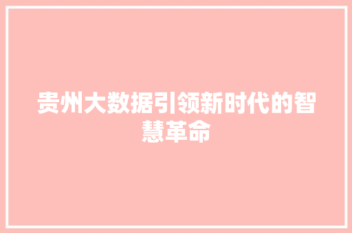 贵州大数据引领新时代的智慧革命 SEO教程