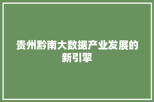 贵州黔南大数据产业发展的新引擎 服务器/数据库