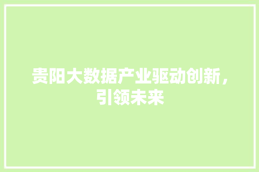 贵阳大数据产业驱动创新，引领未来 Web前端