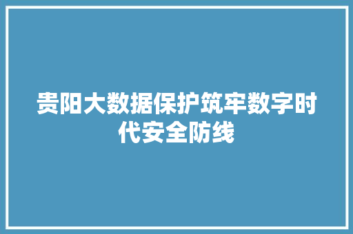 贵阳大数据保护筑牢数字时代安全防线 Web前端