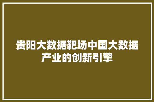 贵阳大数据靶场中国大数据产业的创新引擎
