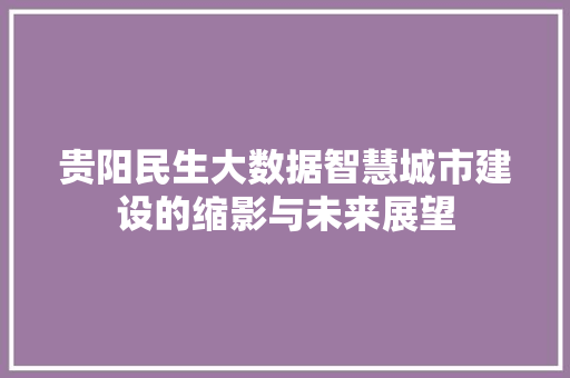 贵阳民生大数据智慧城市建设的缩影与未来展望 服务器/数据库