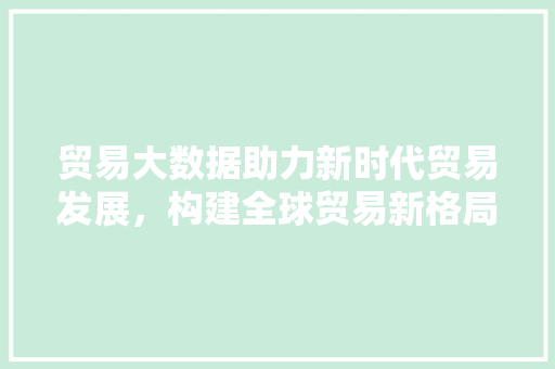 贸易大数据助力新时代贸易发展，构建全球贸易新格局 建站教程