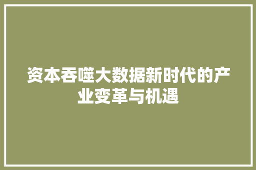 资本吞噬大数据新时代的产业变革与机遇