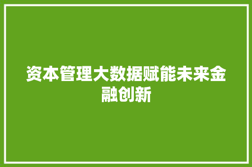 资本管理大数据赋能未来金融创新