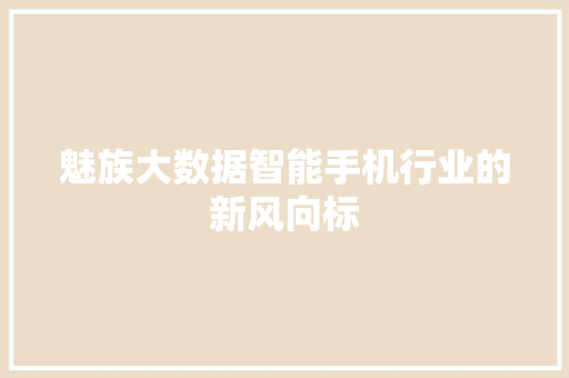 魅族大数据智能手机行业的新风向标