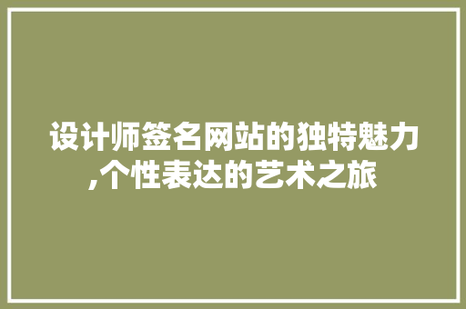 设计师签名网站的独特魅力,个性表达的艺术之旅