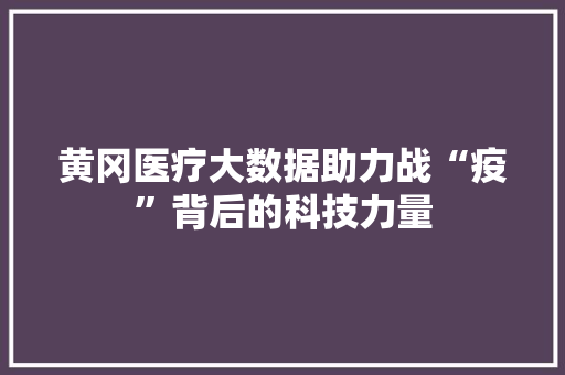 黄冈医疗大数据助力战“疫”背后的科技力量