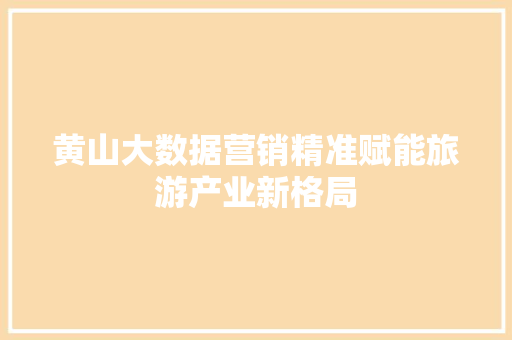黄山大数据营销精准赋能旅游产业新格局 友链在线
