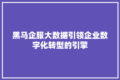 黑马企服大数据引领企业数字化转型的引擎 友链在线