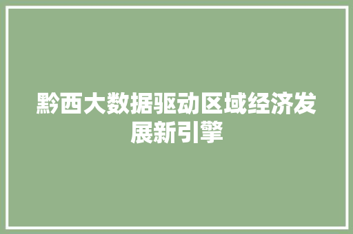黔西大数据驱动区域经济发展新引擎