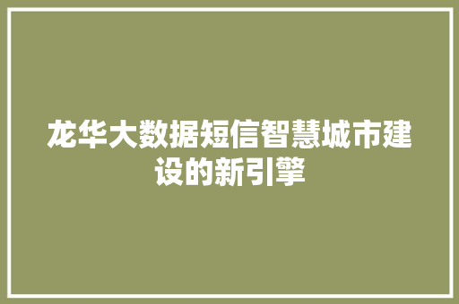 龙华大数据短信智慧城市建设的新引擎