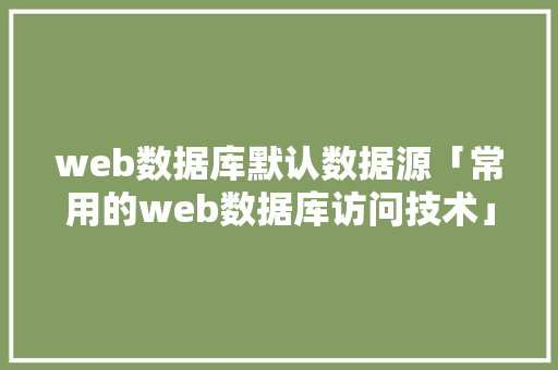 web数据库默认数据源「常用的web数据库访问技术」
