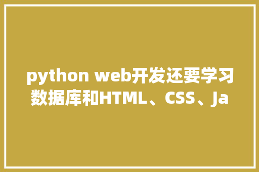 python web开发还要学习数据库和HTML、CSS、JavaScrip吗「web数据库基础教程」 建站教程