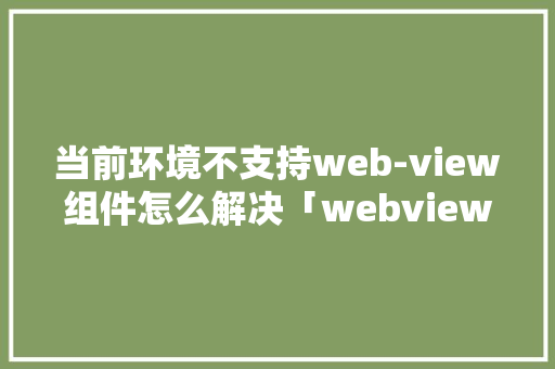 当前环境不支持web-view组件怎么解决「webview加载流程」