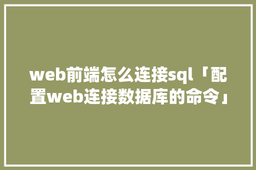 web前端怎么连接sql「配置web连接数据库的命令」 SEO教程