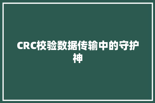 CRC校验数据传输中的守护神