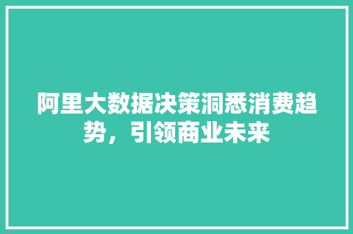 阿里大数据决策洞悉消费趋势，引领商业未来