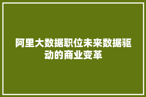 阿里大数据职位未来数据驱动的商业变革