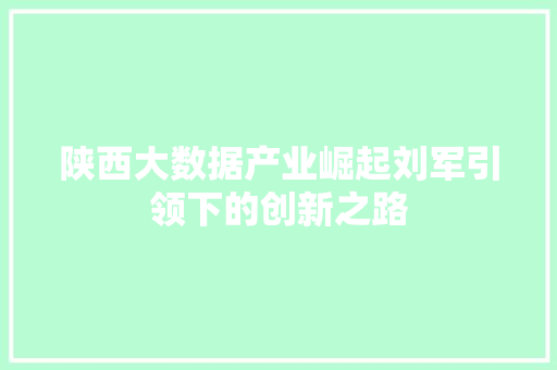 陕西大数据产业崛起刘军引领下的创新之路