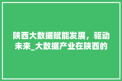 陕西大数据赋能发展，驱动未来_大数据产业在陕西的蓬勃发展 建站教程