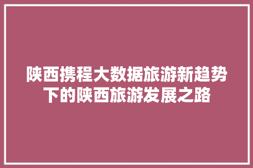 陕西携程大数据旅游新趋势下的陕西旅游发展之路 SEO教程
