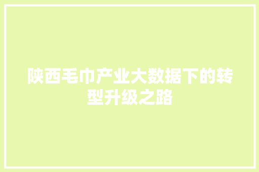 陕西毛巾产业大数据下的转型升级之路 建站教程