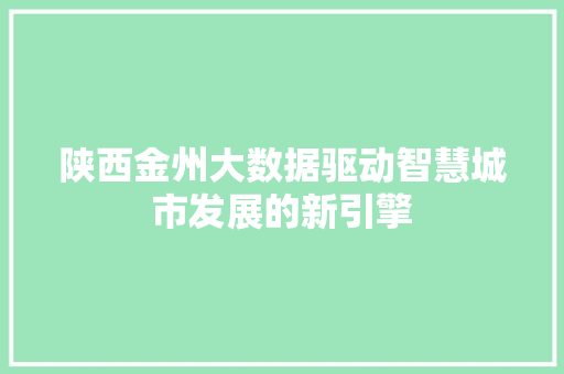 陕西金州大数据驱动智慧城市发展的新引擎 友链在线