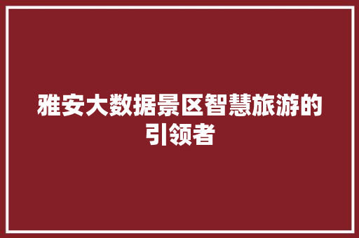 雅安大数据景区智慧旅游的引领者