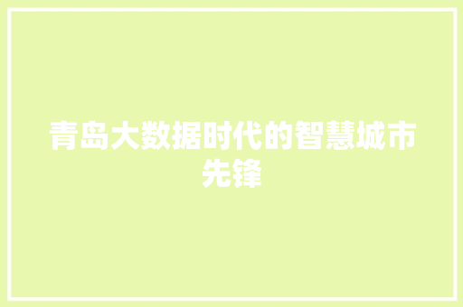 青岛大数据时代的智慧城市先锋