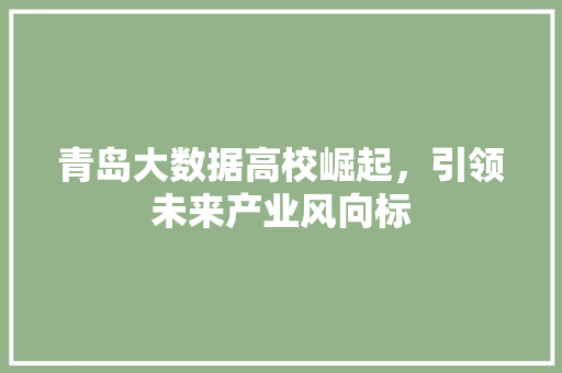 青岛大数据高校崛起，引领未来产业风向标