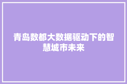 青岛数都大数据驱动下的智慧城市未来