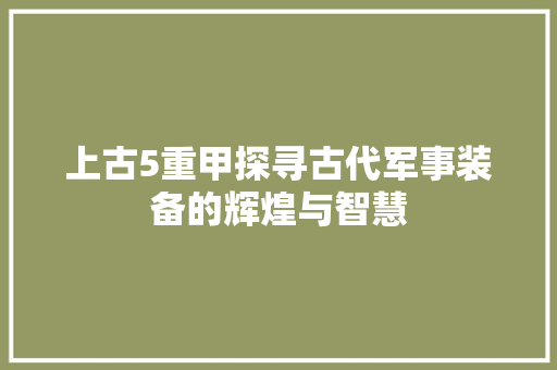 上古5重甲探寻古代军事装备的辉煌与智慧