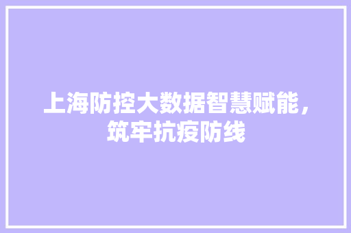 上海防控大数据智慧赋能，筑牢抗疫防线