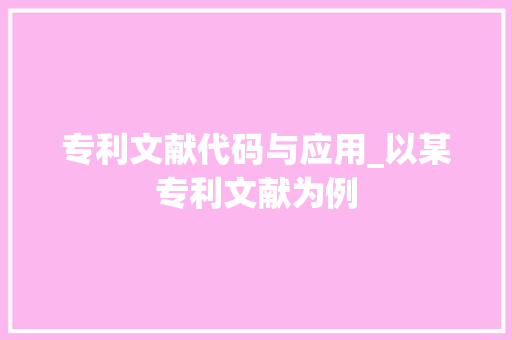 专利文献代码与应用_以某专利文献为例