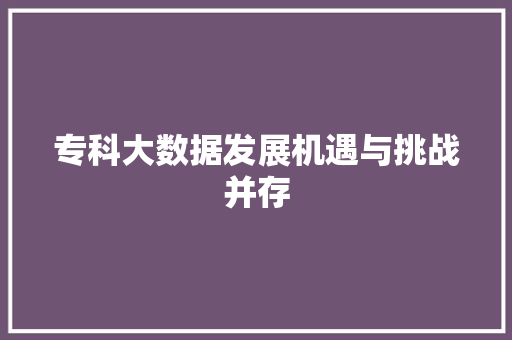 专科大数据发展机遇与挑战并存