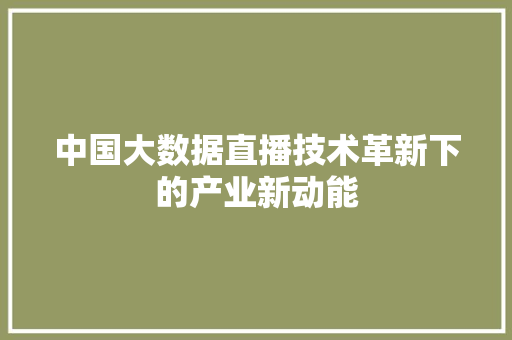 中国大数据直播技术革新下的产业新动能 WordPress教程