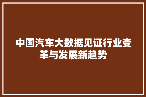 中国汽车大数据见证行业变革与发展新趋势 WordPress教程