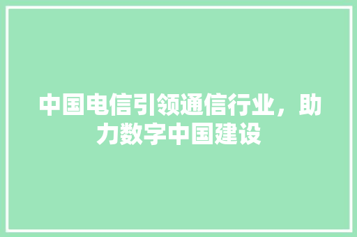 中国电信引领通信行业，助力数字中国建设 服务器/数据库