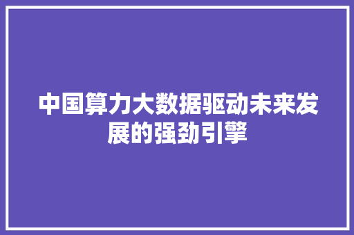 中国算力大数据驱动未来发展的强劲引擎 建站教程