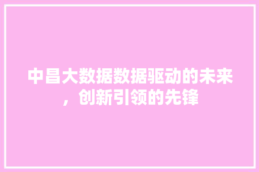中昌大数据数据驱动的未来，创新引领的先锋