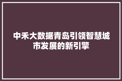 中禾大数据青岛引领智慧城市发展的新引擎