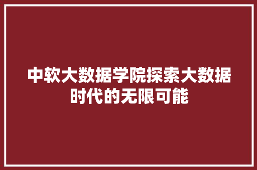 中软大数据学院探索大数据时代的无限可能 WordPress教程